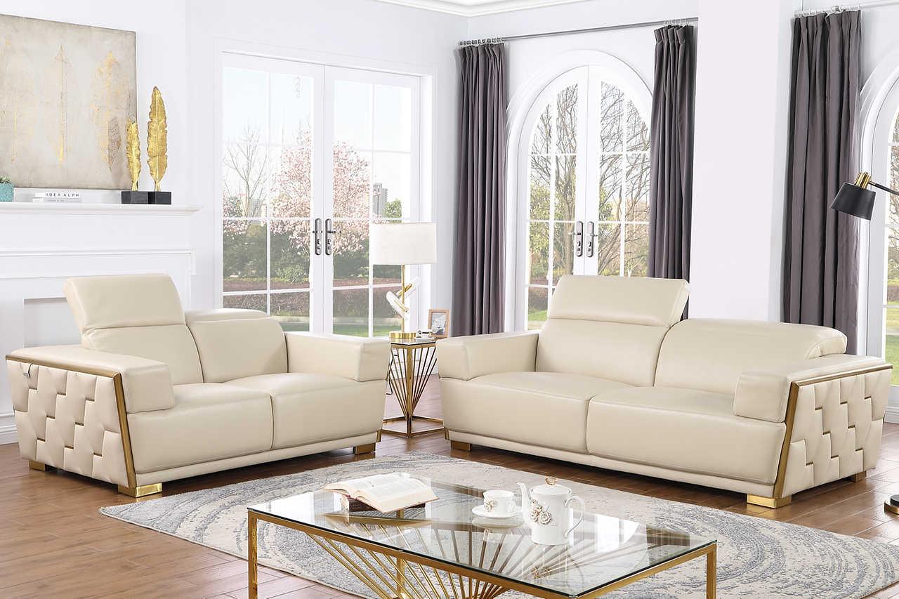 Hexor Beige Leather Living Room Set