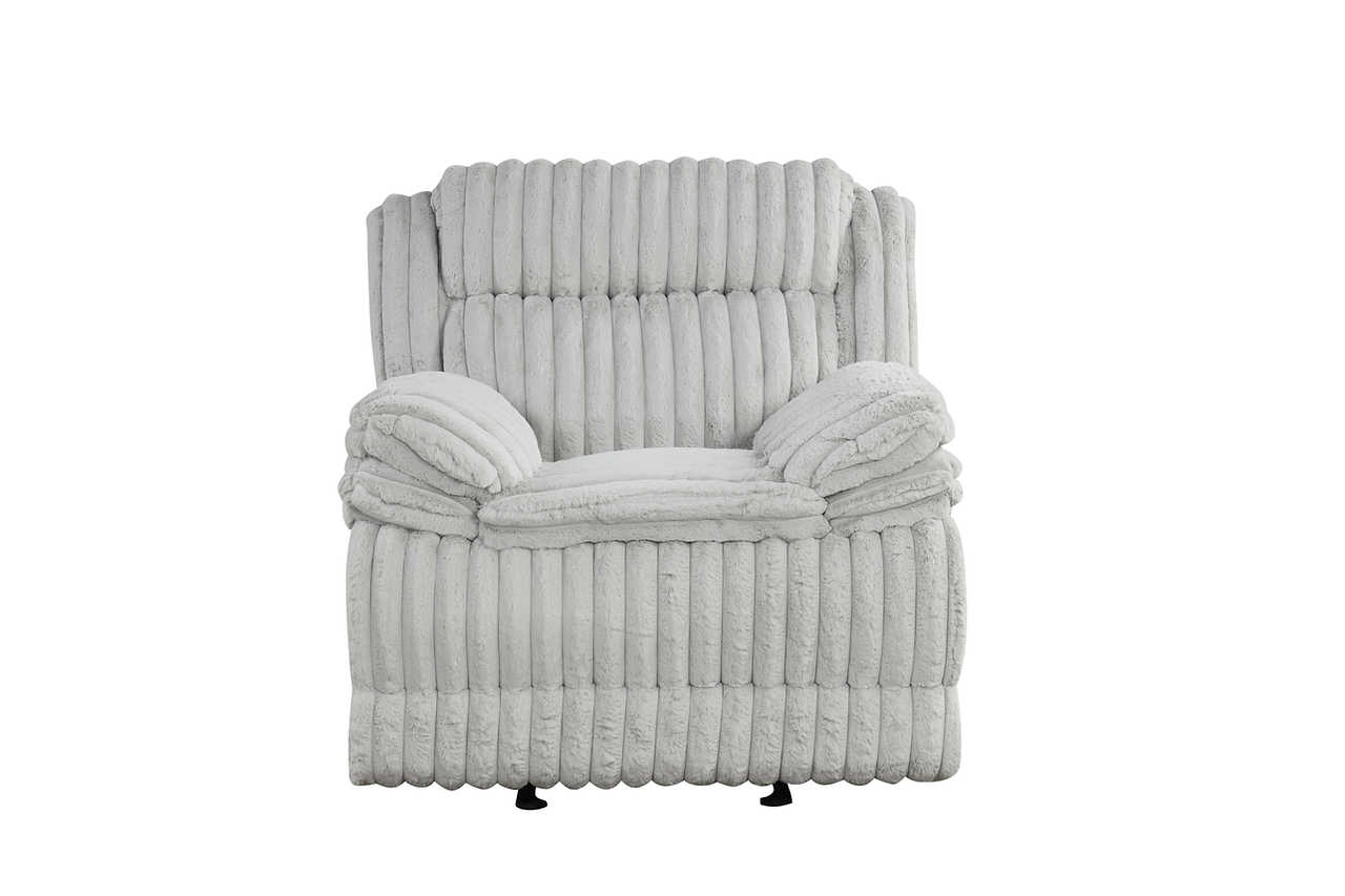 Mellow Grey Thick Stripe Fabric 3-Piece Reclining Set