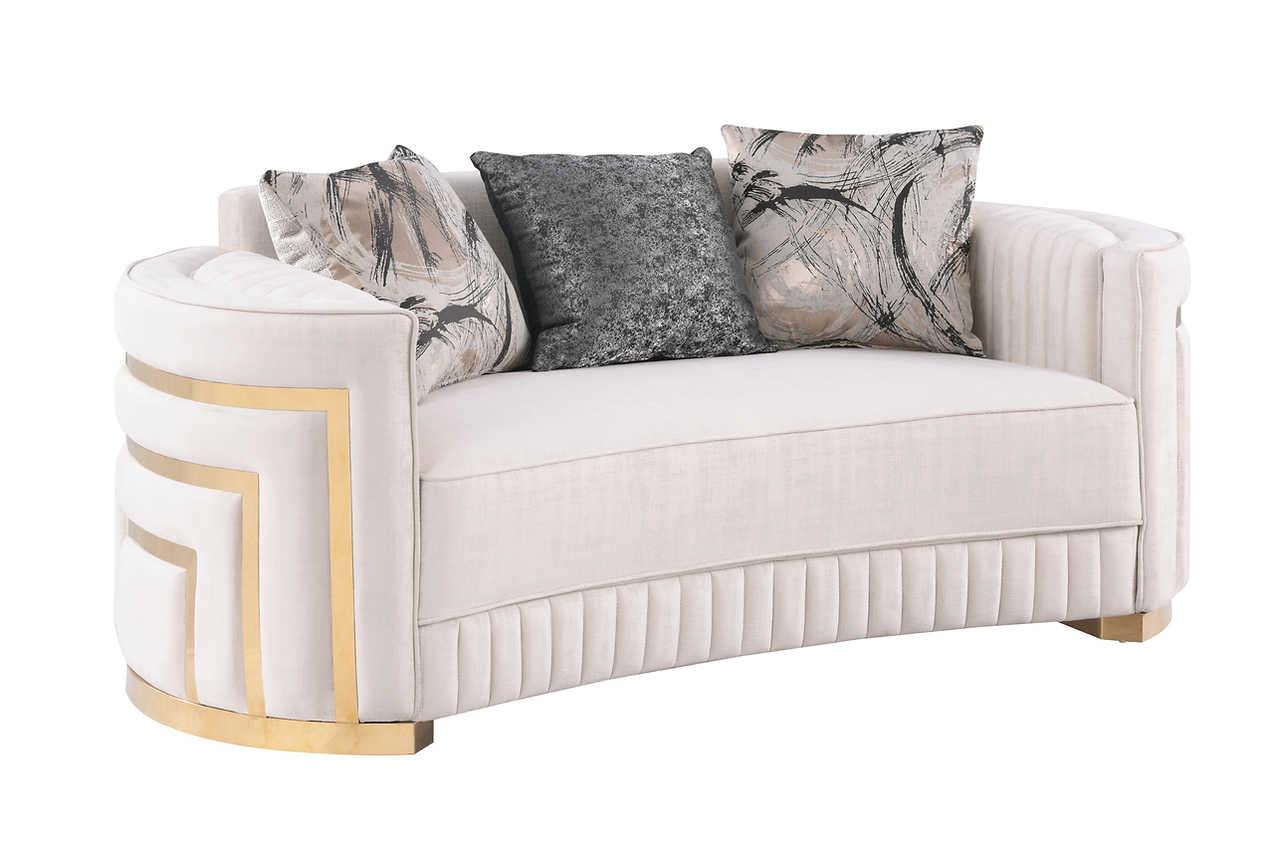 Minerva Cream Velvet Living Room Set