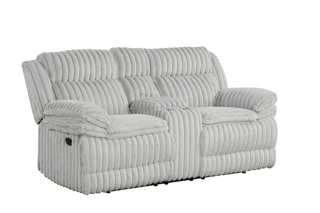 Mellow Grey Thick Stripe Fabric 3-Piece Reclining Set