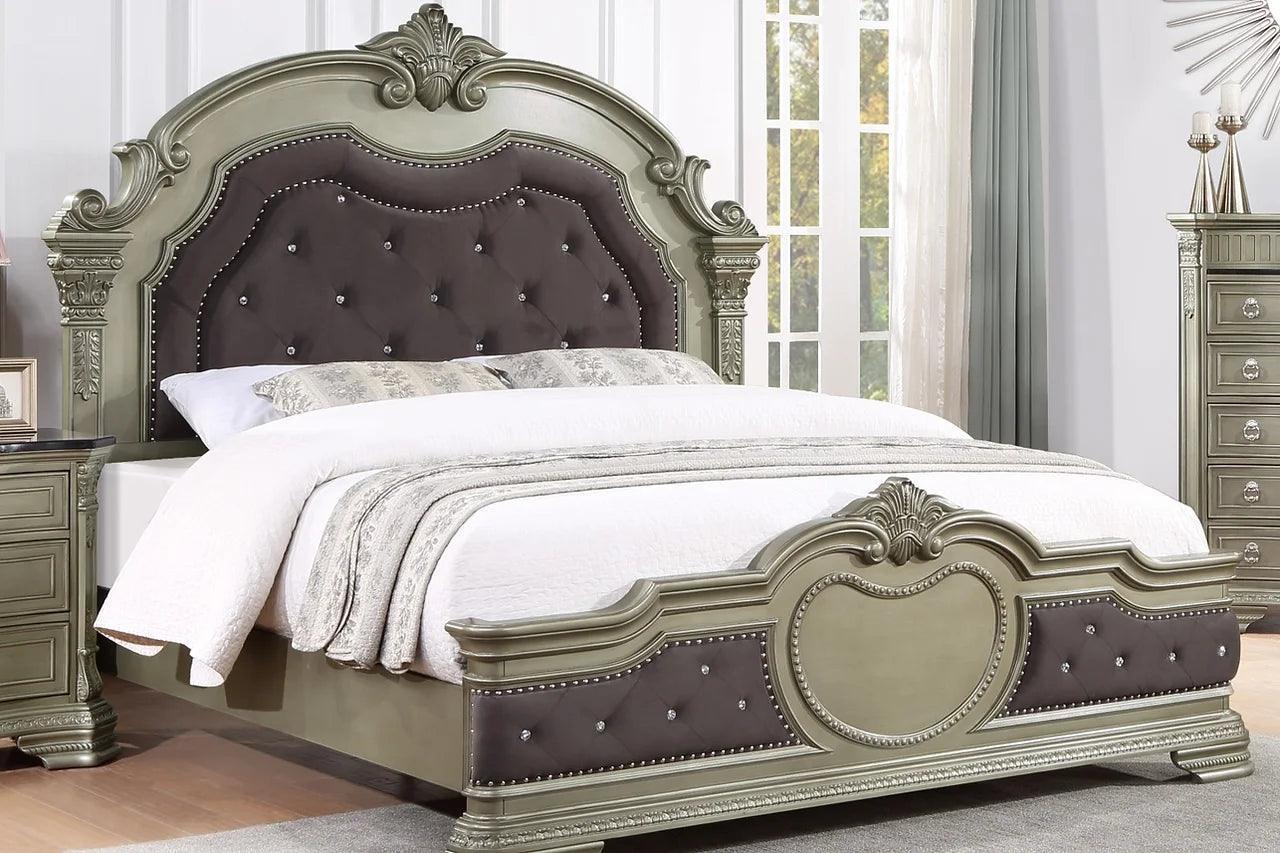 Santa Monica Antique Silver Modern Contemporary Solid Wood 5-Drawers Chest - Ella Furniture