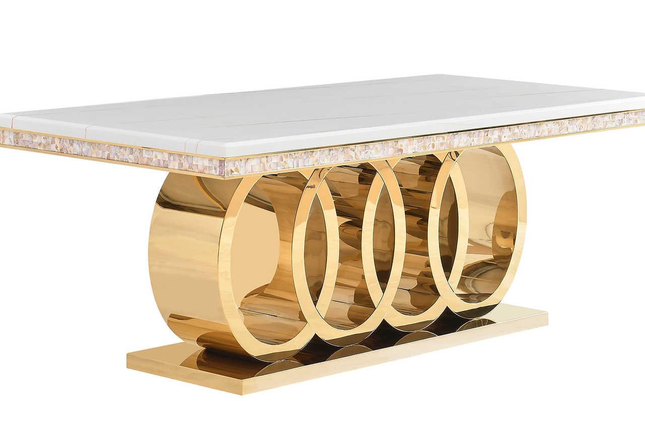 Giovanni White Gold Dining Table