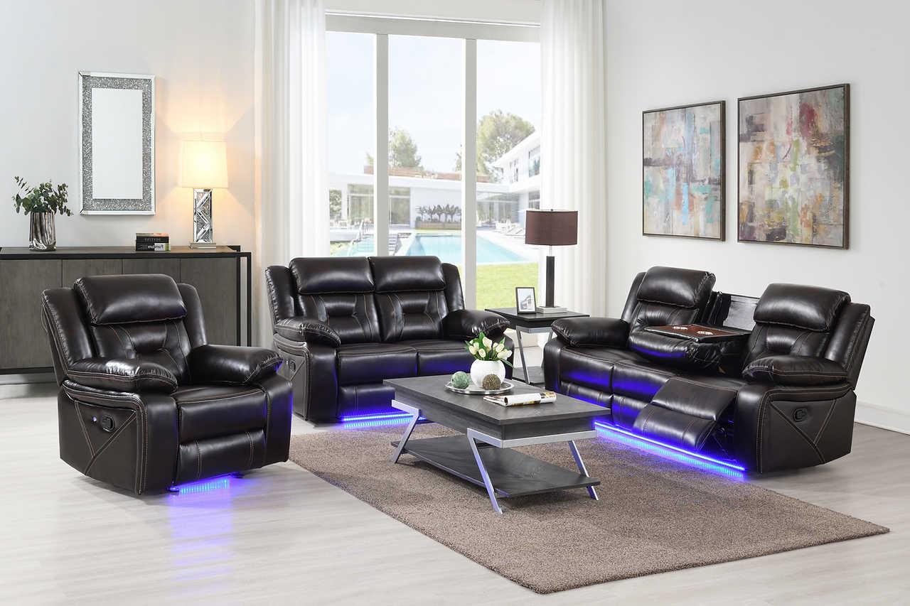 Concord Dark Brown 3-Piece Reclining Set
