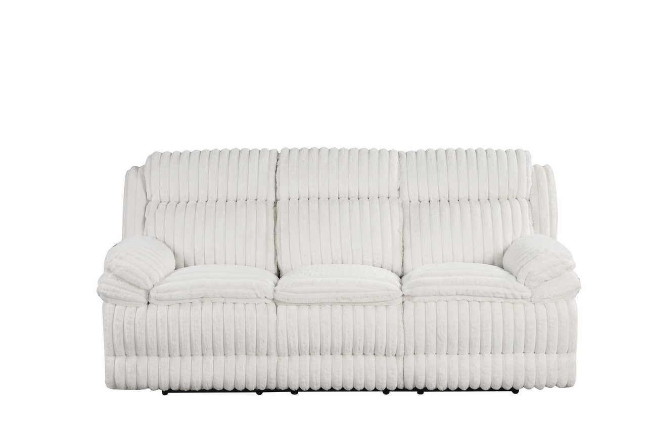 Melow White Fabric 3-Piece Reclining Set
