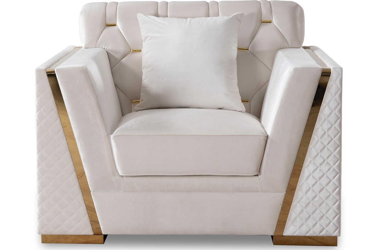 Hilena White Velvet Living Room Set