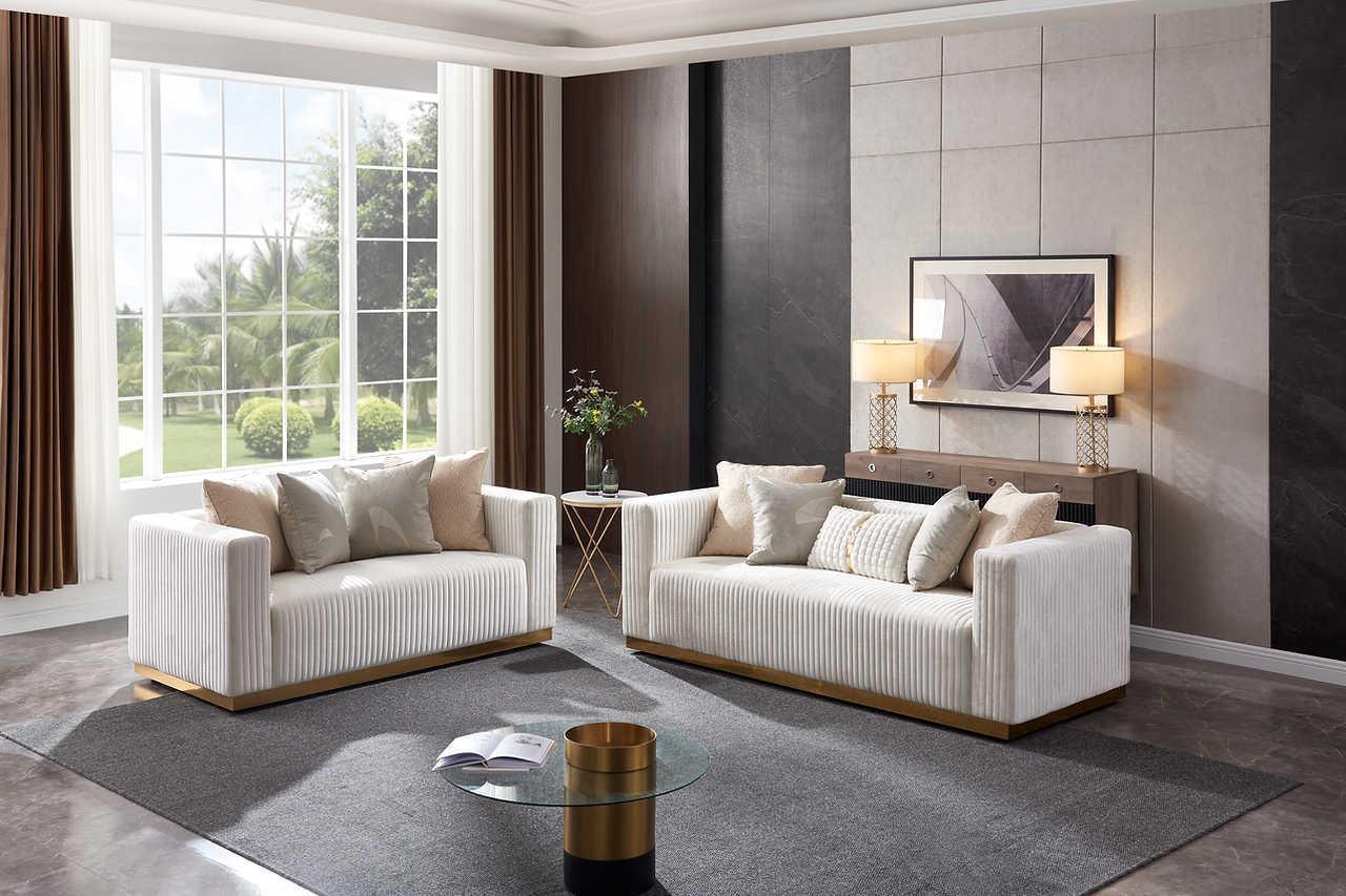 Alisha Ivory 2-Piece Living Room Set