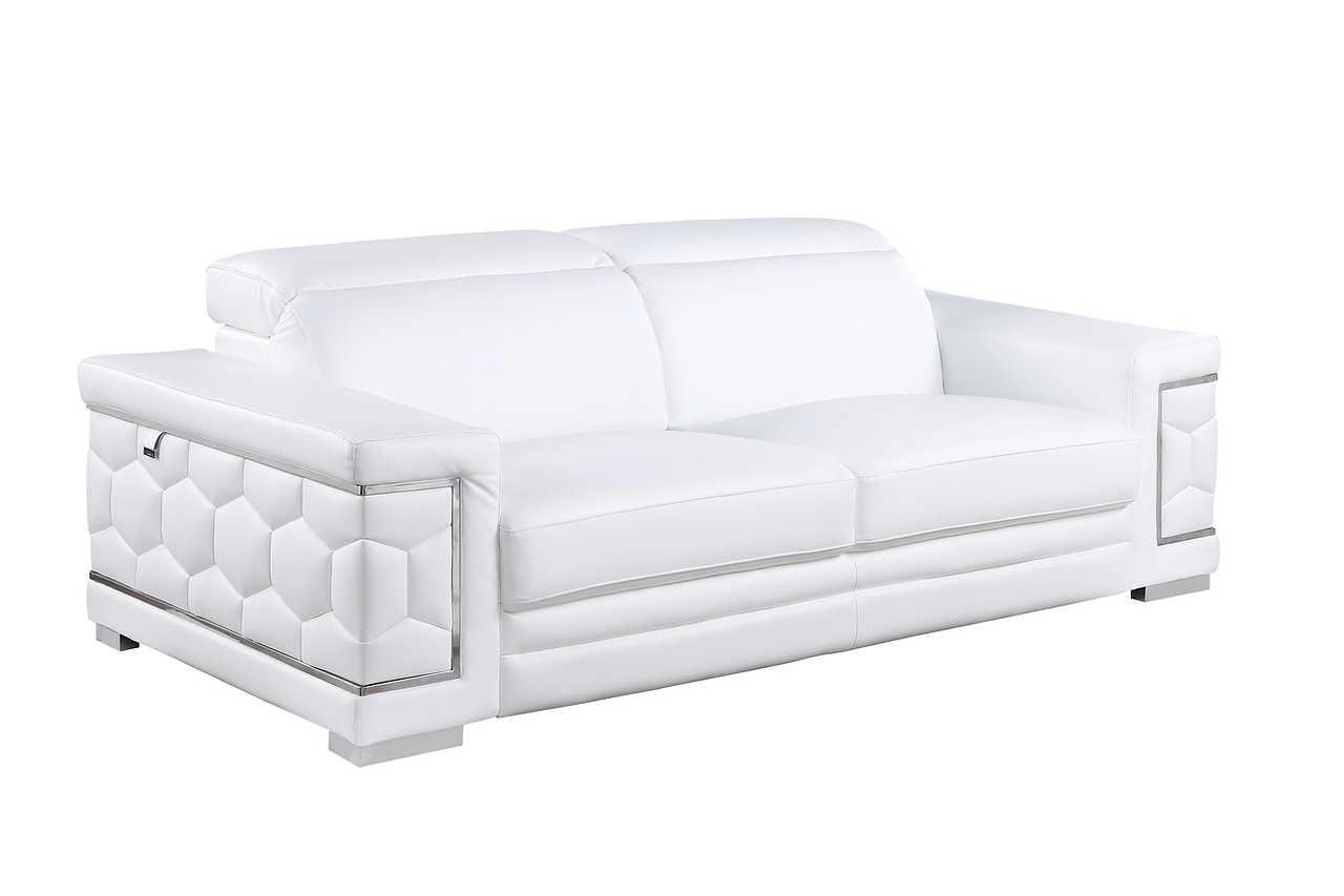 Favo White Leather Living Room Set