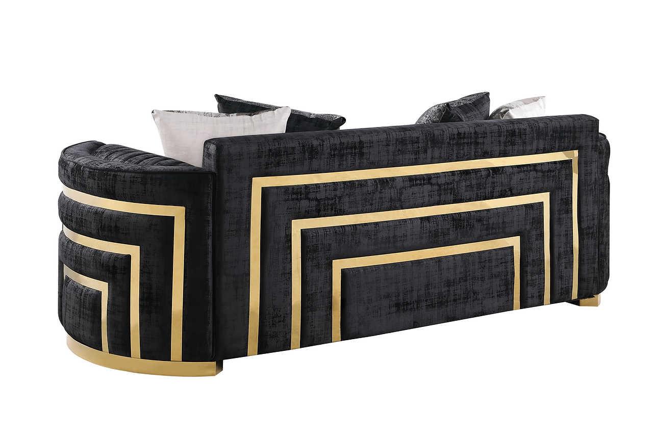 Minerva Black Velvet Living Room Set