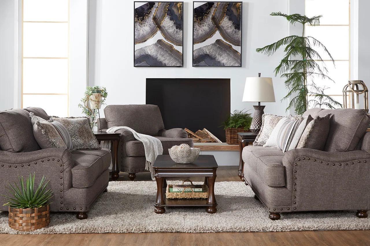 Phineas Driftwood Modern Contemporary Wood, Engineered Wood Fabric Sofa - Ella Furniture