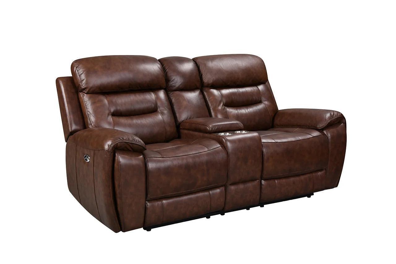 Rosewood Brown Wood Faux Leather (3Pcs Power Reclining Sofa, Loveseat And Recliner) - Ella Furniture