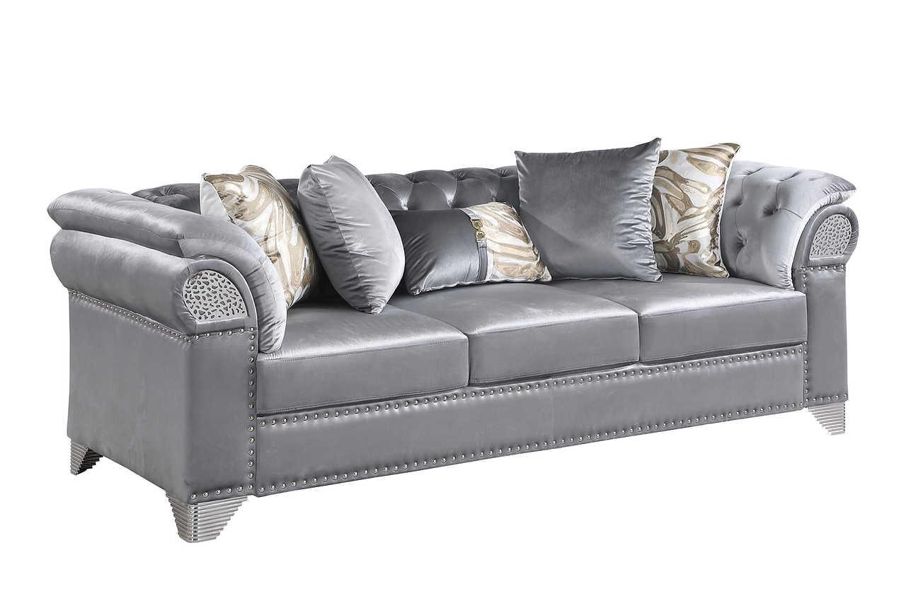 Emma Gray Velvet Living Room Set