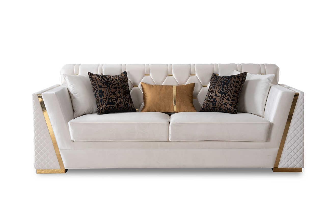 Hilena White Velvet Living Room Set