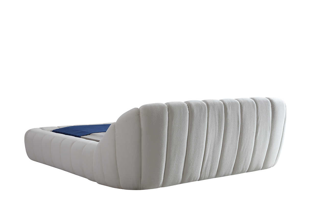 Bubbles White Upholstered Platform King Bed