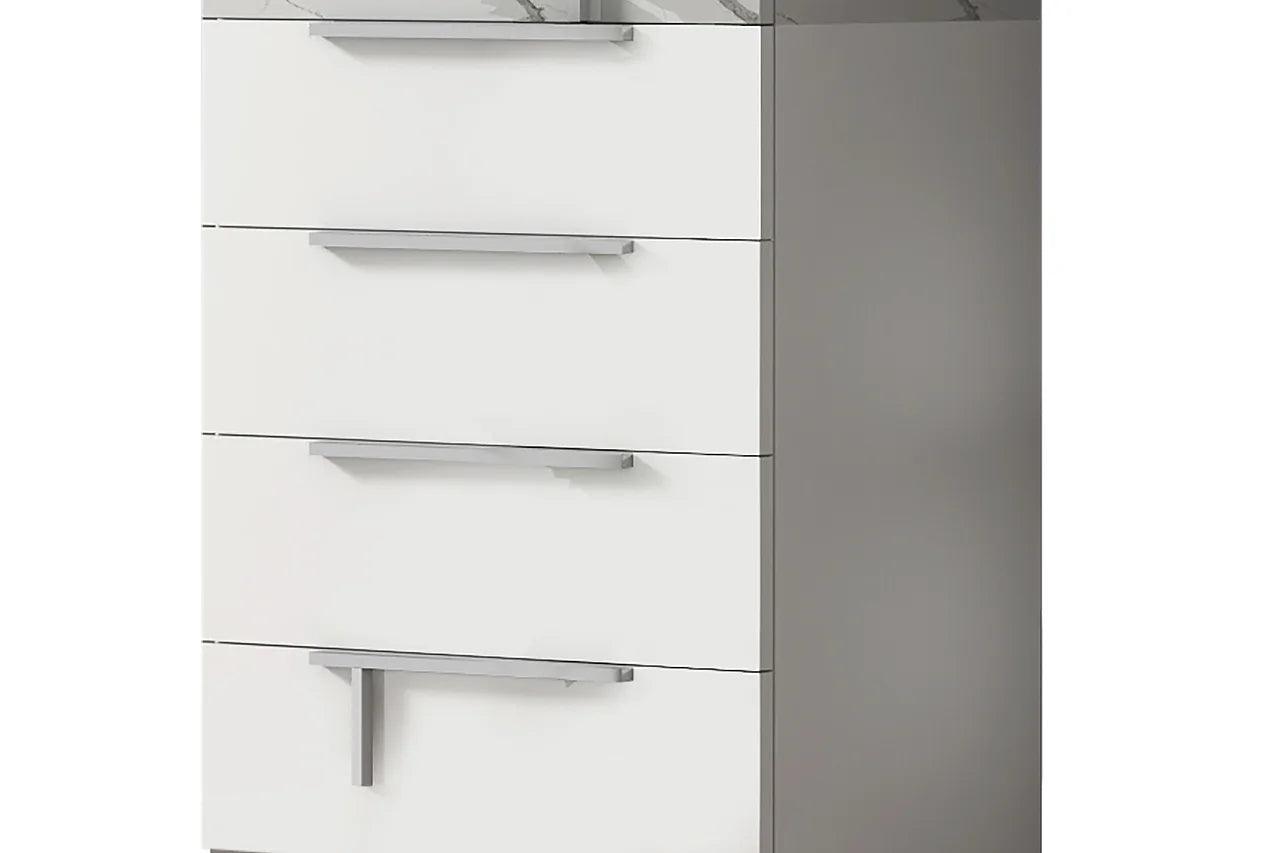 Sunset Ii White Modern Traditional Contemporary Marble Top Solid Wood 2-Drawers Nightstand - Ella Furniture