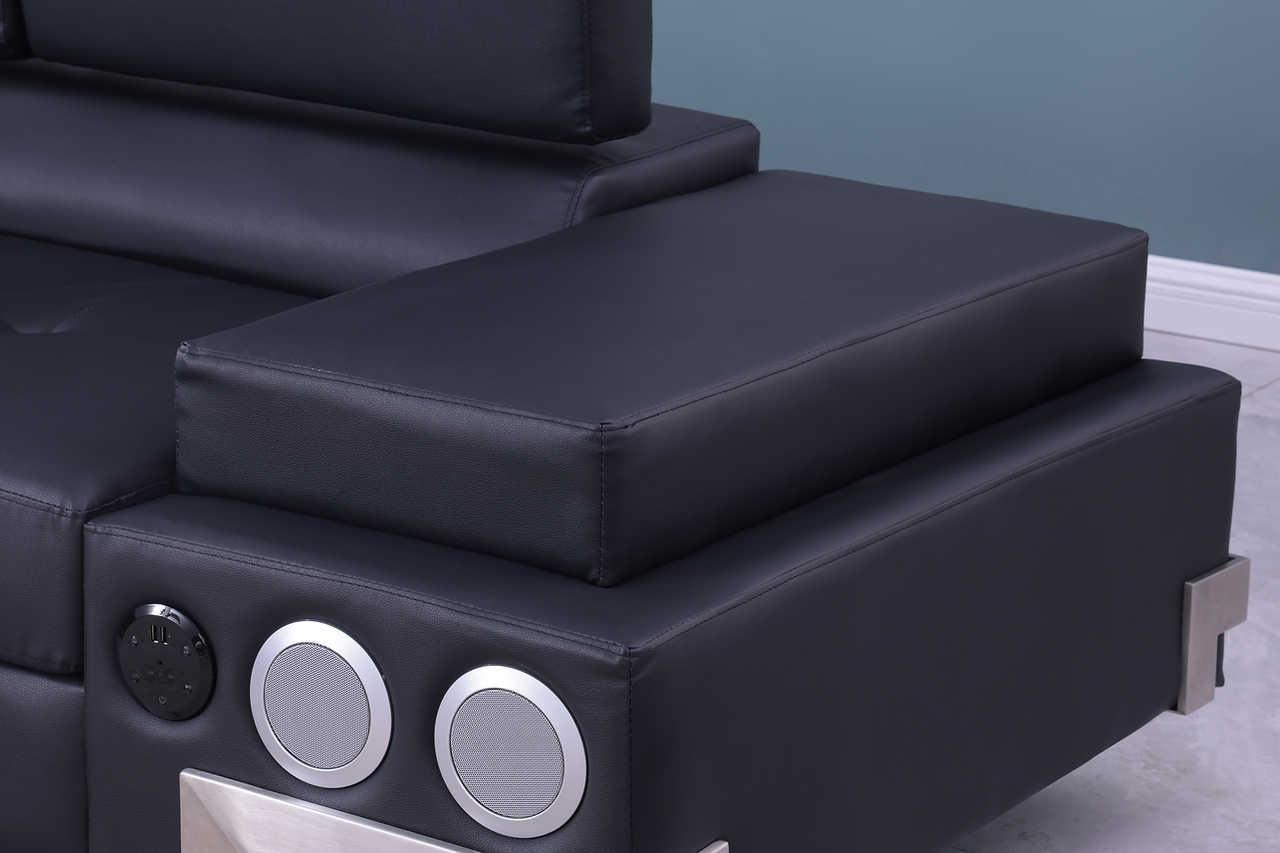Magic Black PU LED Speaker Sectional