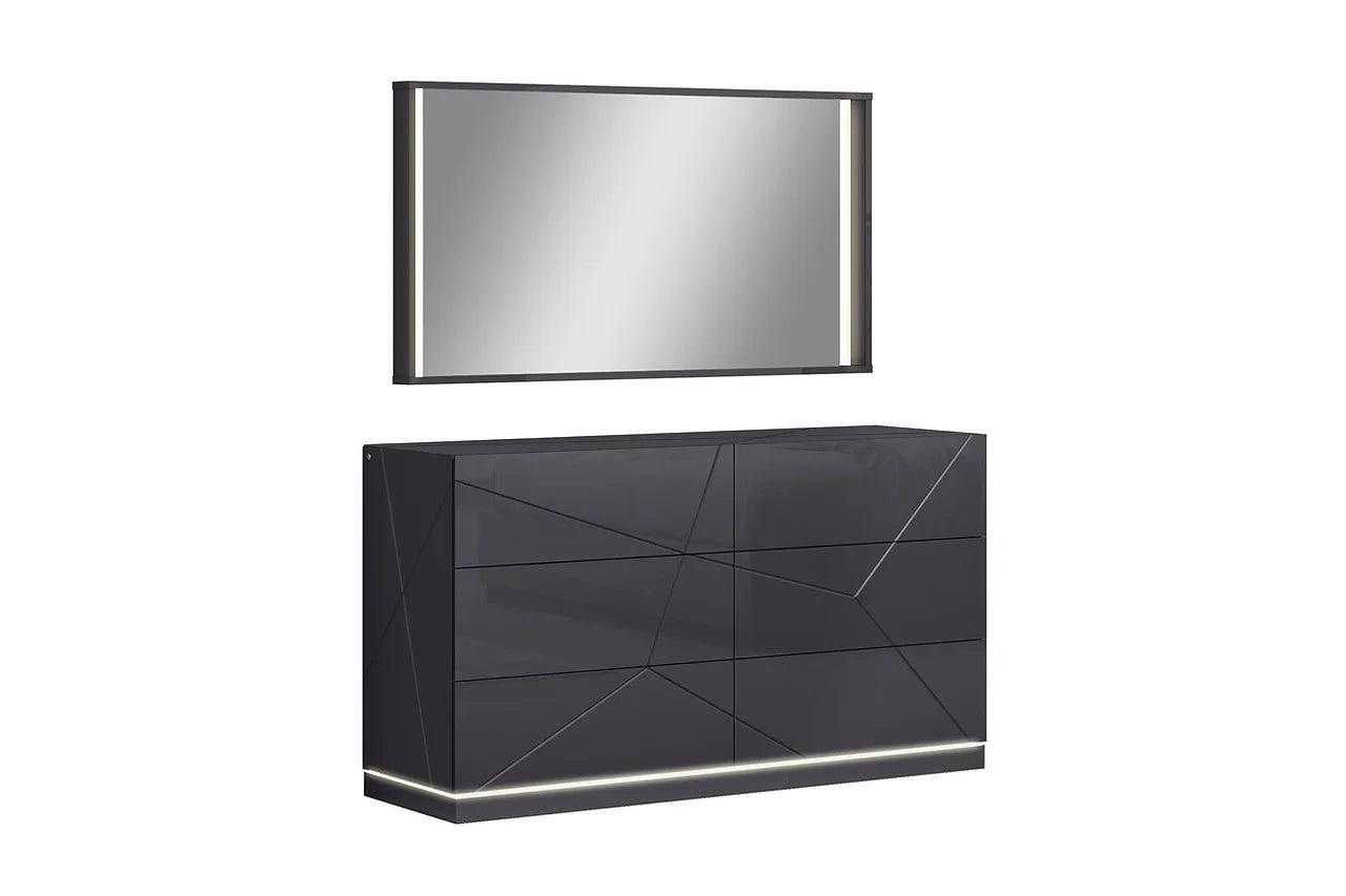 Zoe Graphite Modern Contemporary Pine Wood 2-Drawers Nightstand - Ella Furniture
