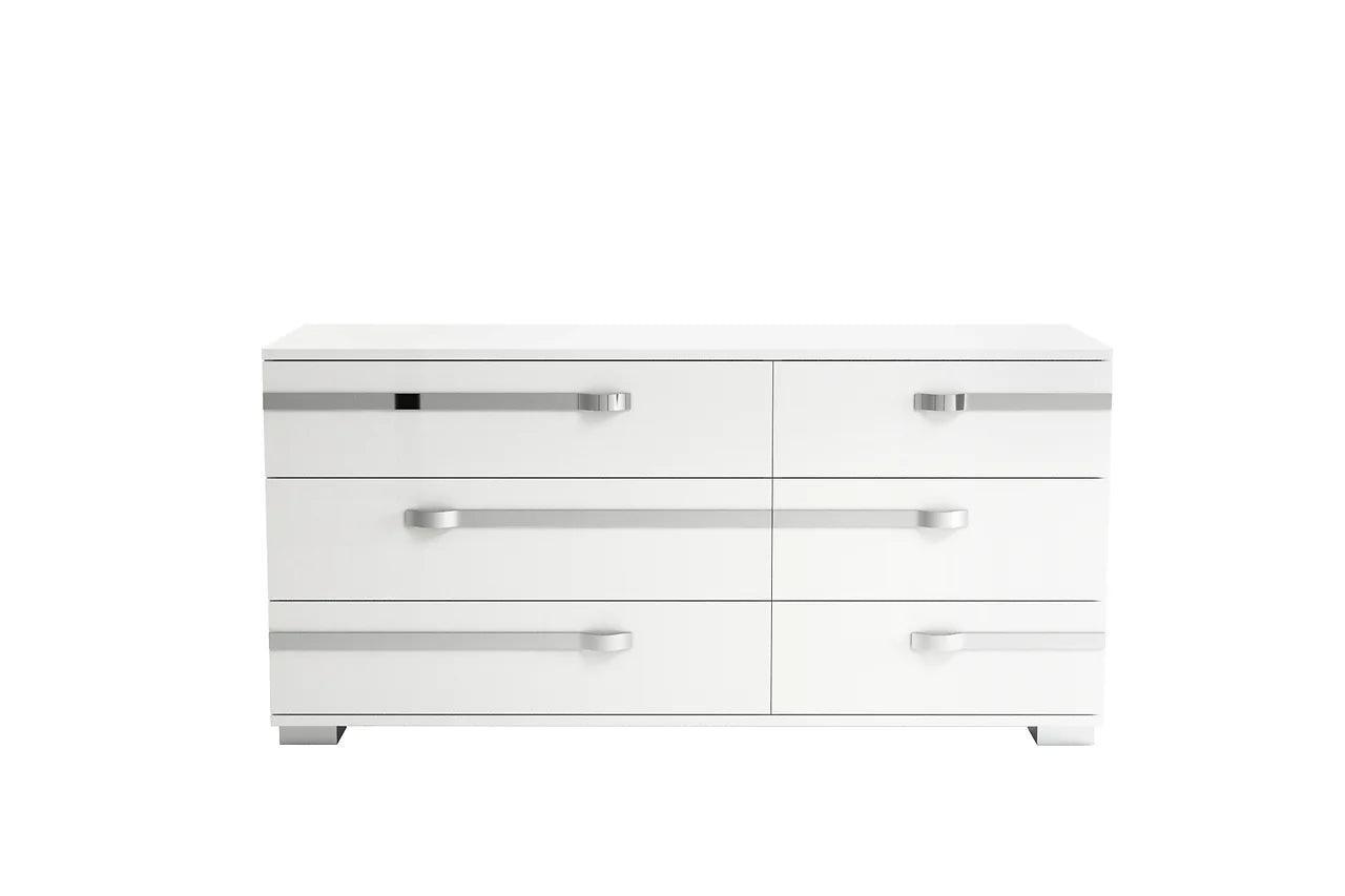 Dream Geo White Modern Contemporary Marble Top Solid Wood 2-Drawers Nightstand - Ella Furniture