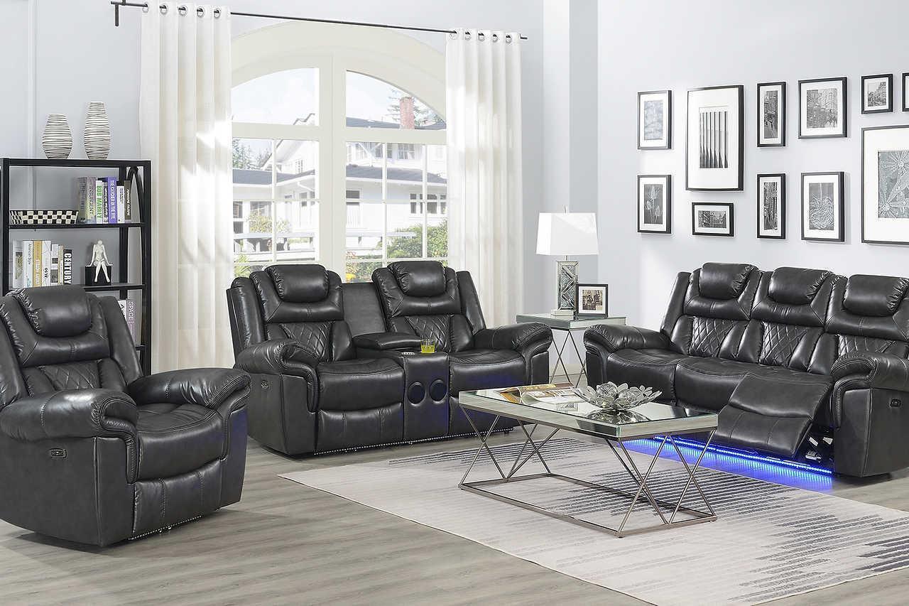 Party Time Gray Power Reclining Set