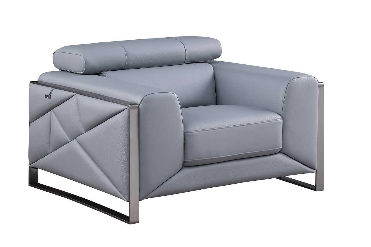Giorgio Light Blue Leather Sofa