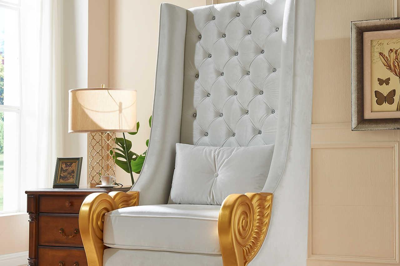 Throne White 62.5" Tall Accent Chair