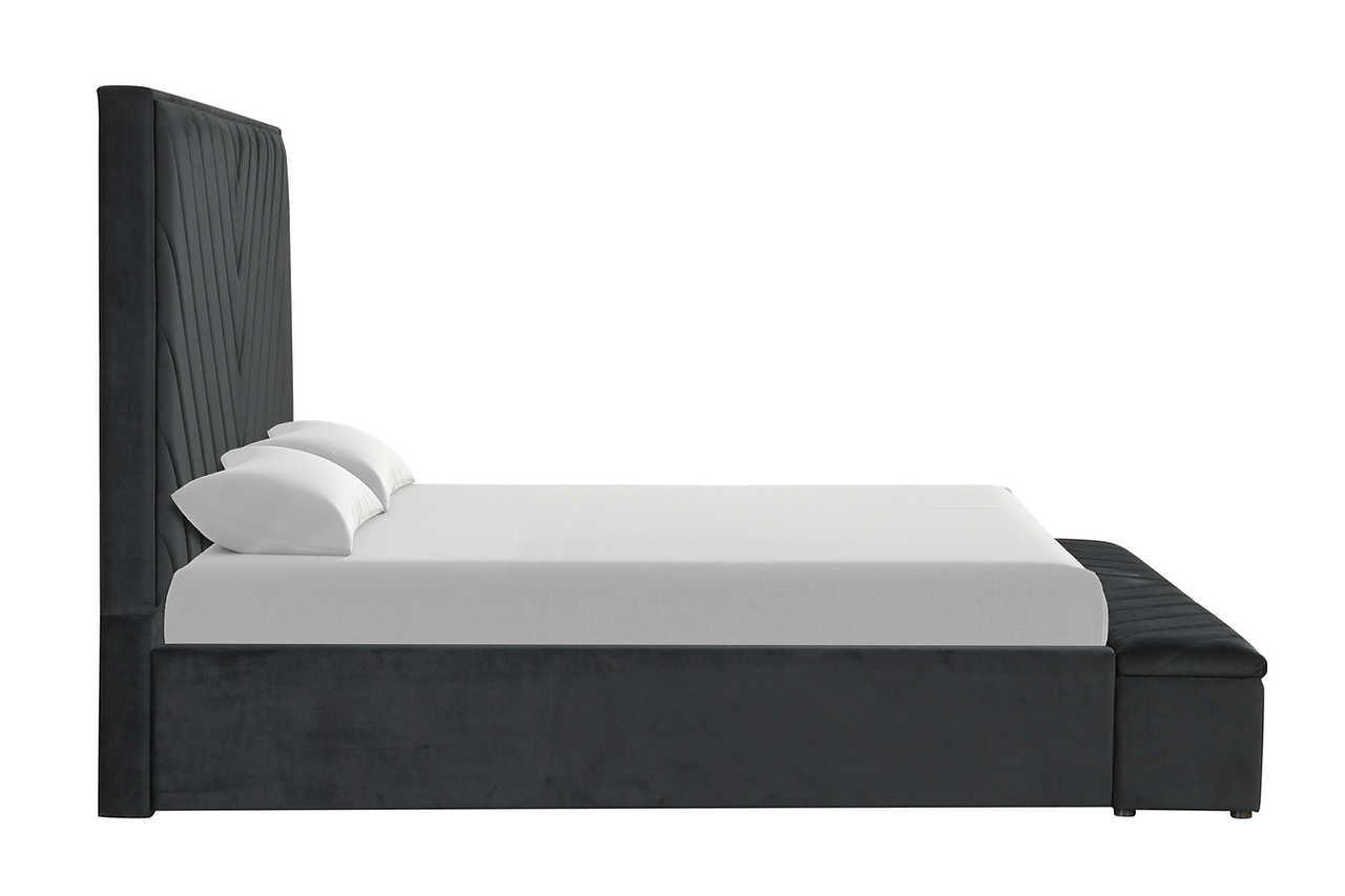 Mio Black Velvet Panel King Bed