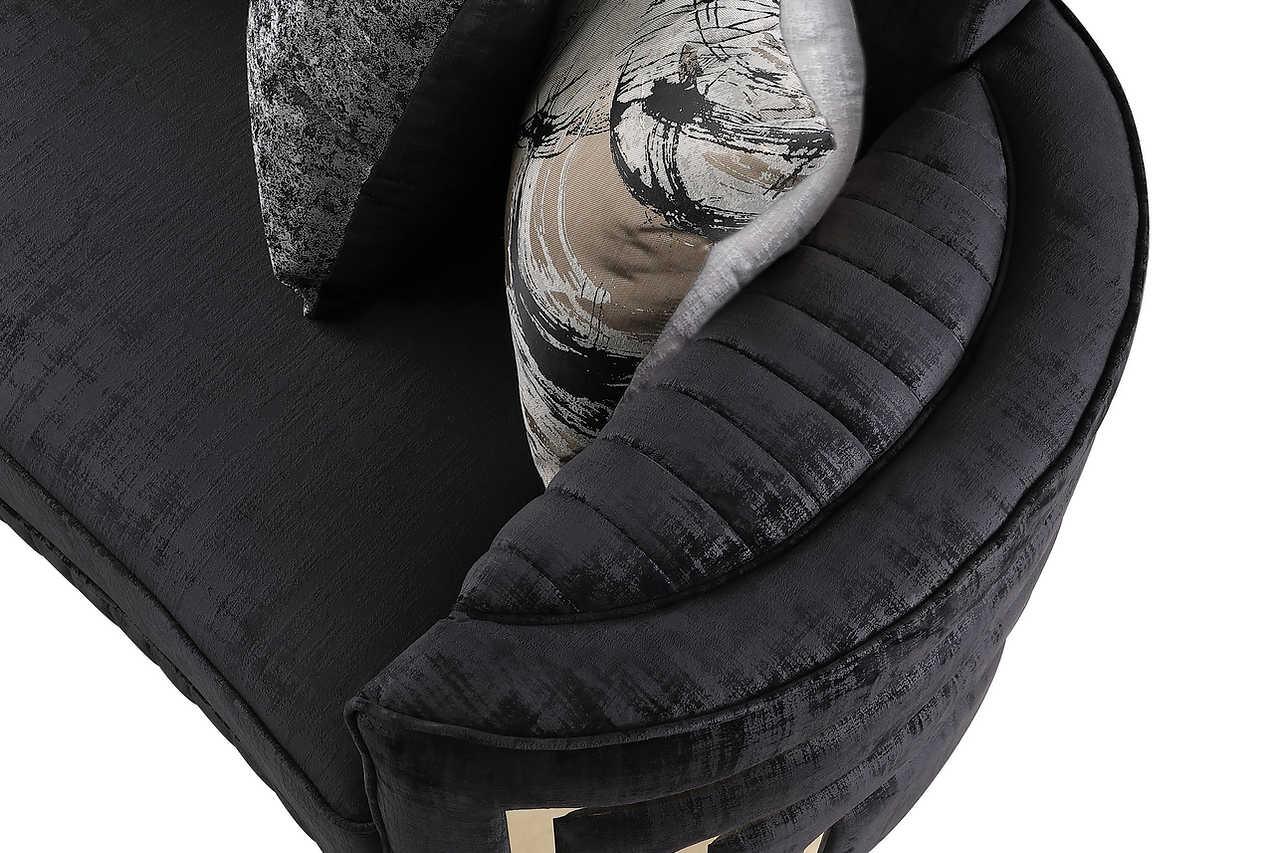 Minerva Black Velvet Living Room Set