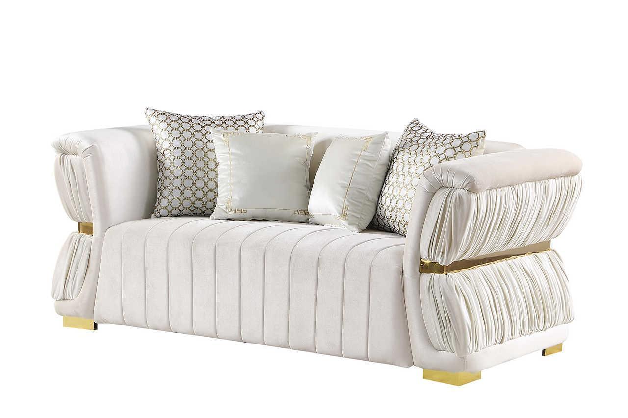 Anna White Velvet 2-Piece Living Room Set