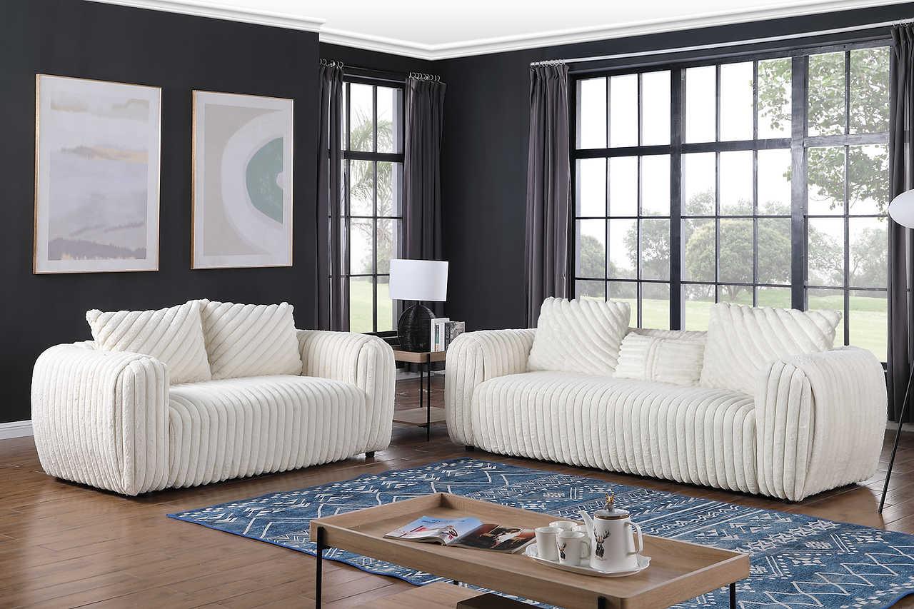 Eli White Fabric Living Room Set