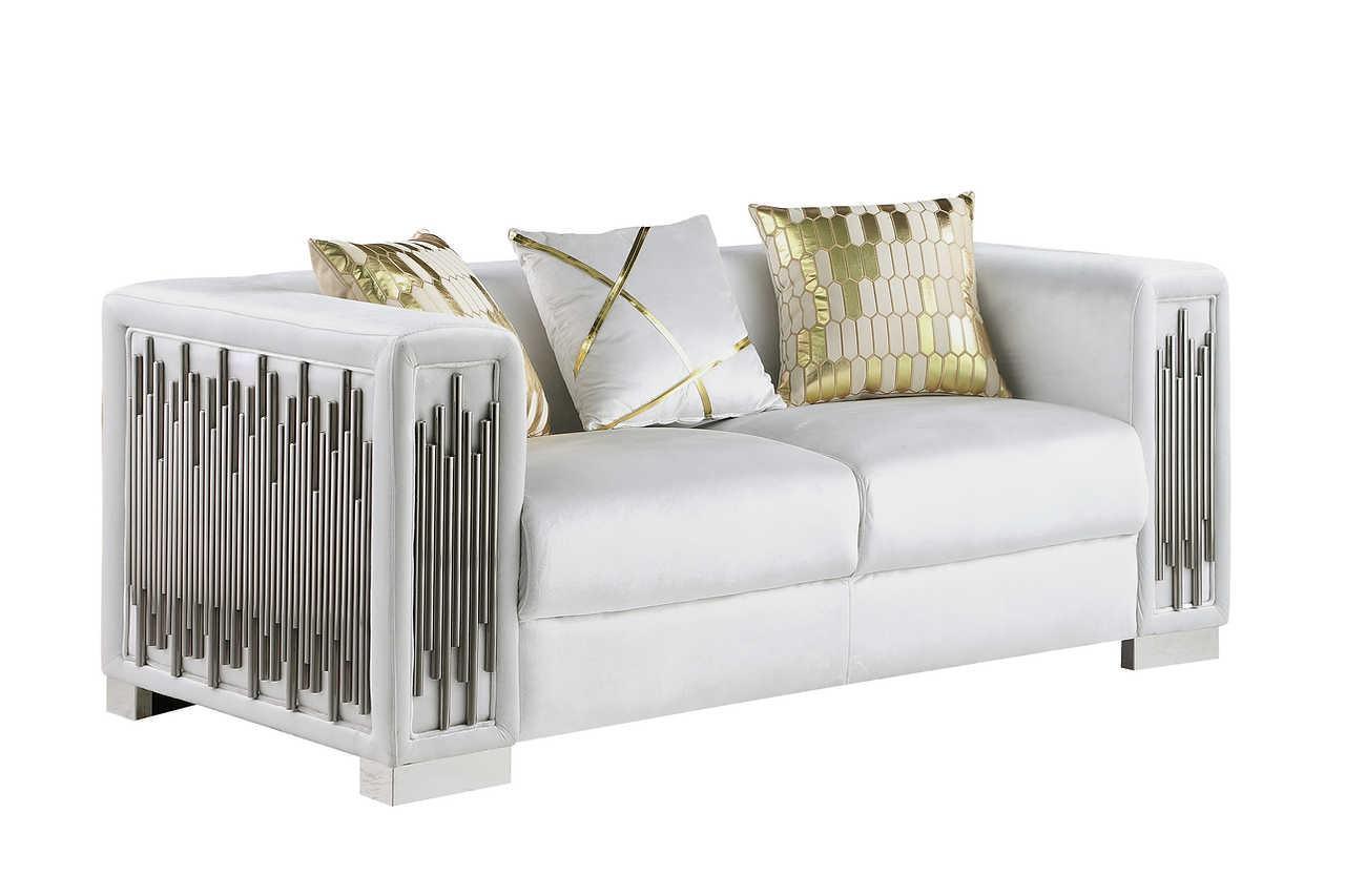 Token White Modern Velvet Sofa & Loveseat - Ella Furniture