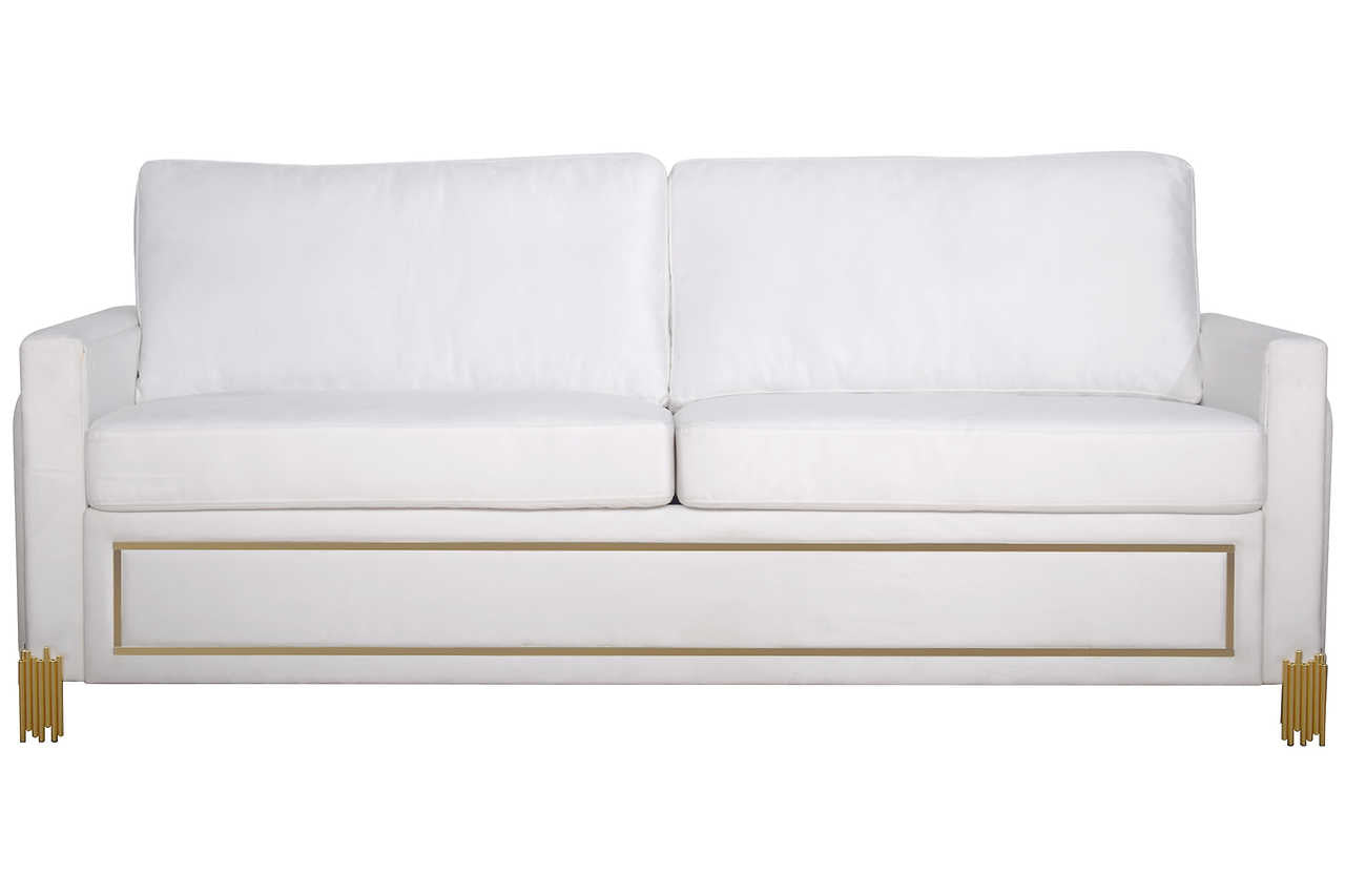 Glamor White Gold Velvet Living Room Set