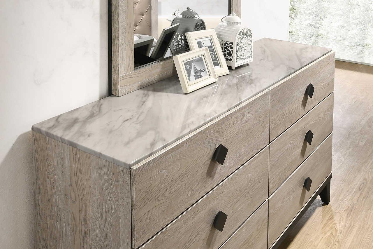 Giza Light Gray Upholstered Tufted Panel Bedroom Set