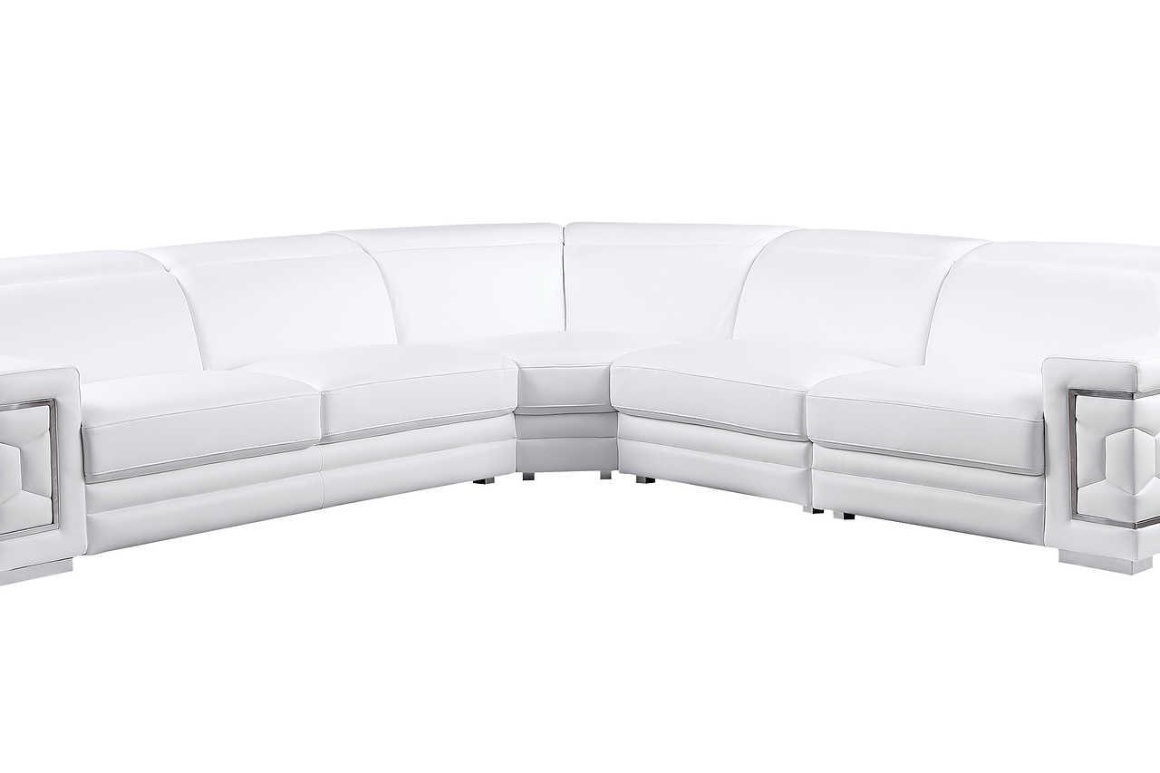 Favo White Leather Sectional