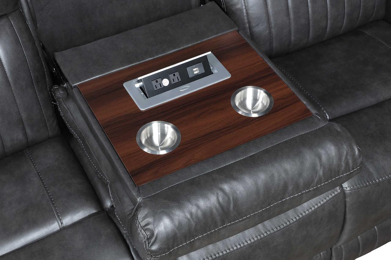 Ethan Dark Grey Air Leather 3-Piece Reclining Set