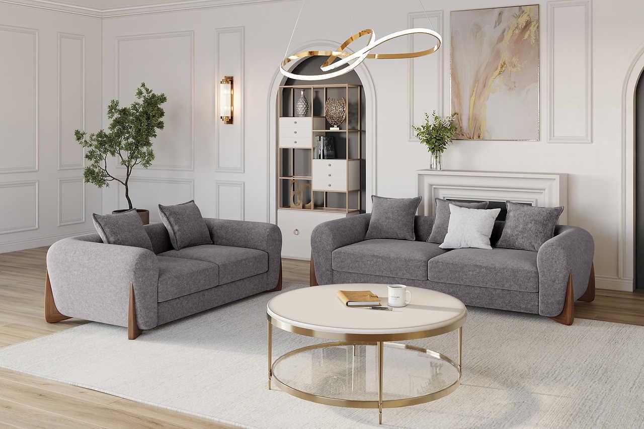 Stylus Pewter Fabric 2-Piece Living Room Set