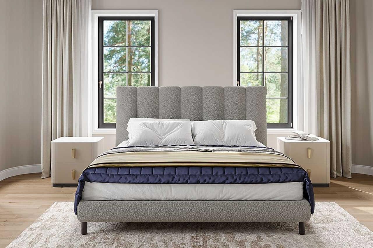 Cato Gray Upholstered Platform King Bed
