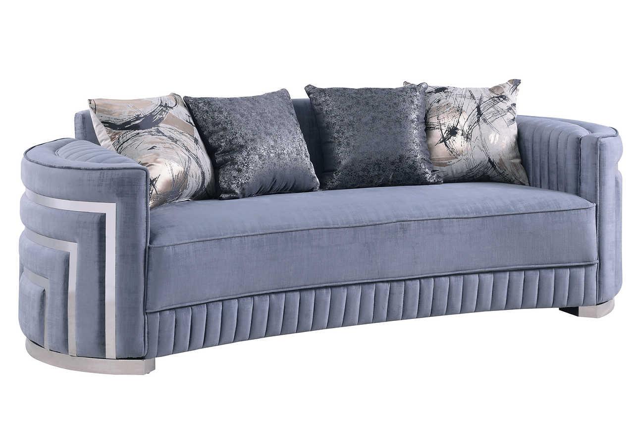 Minerva Grey Velvet Living Room Set