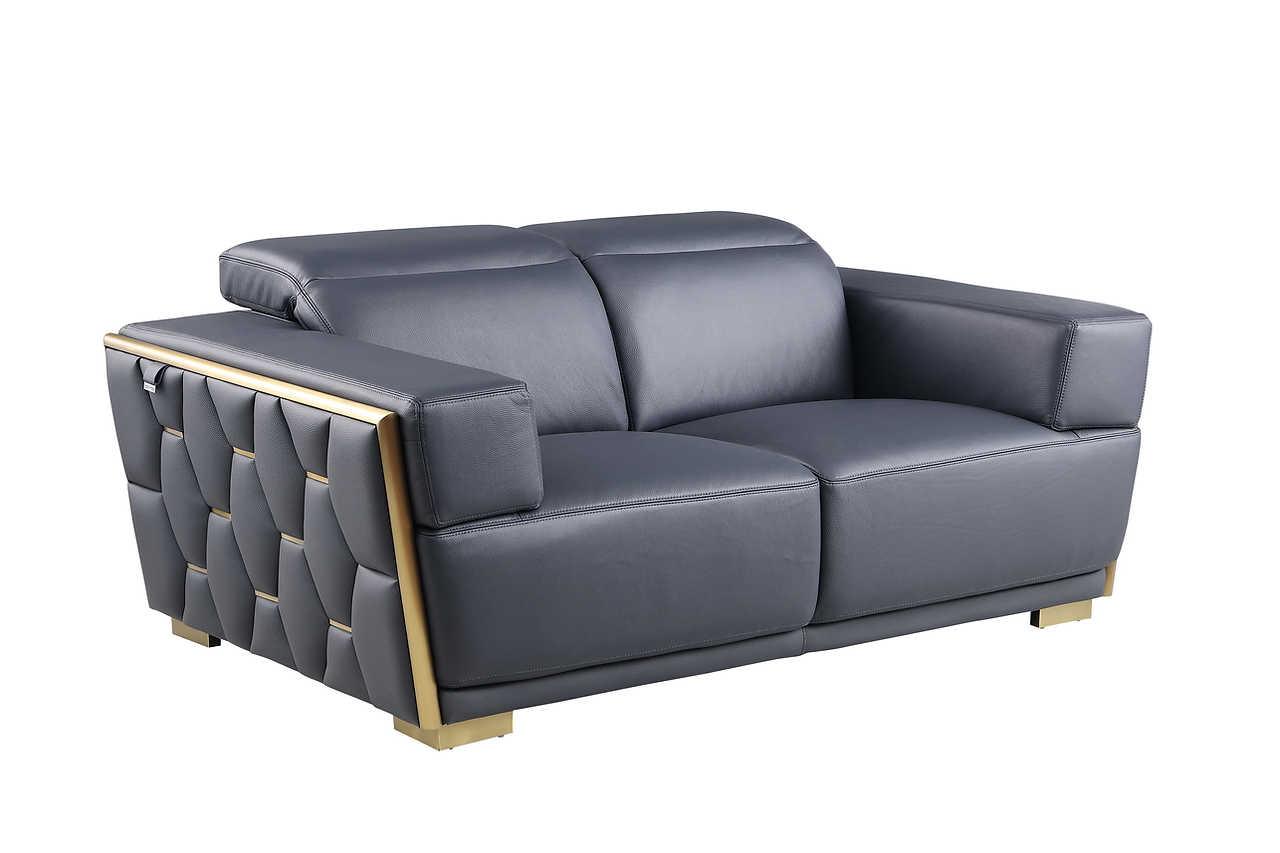 Hexor Navy Leather Living Room Set