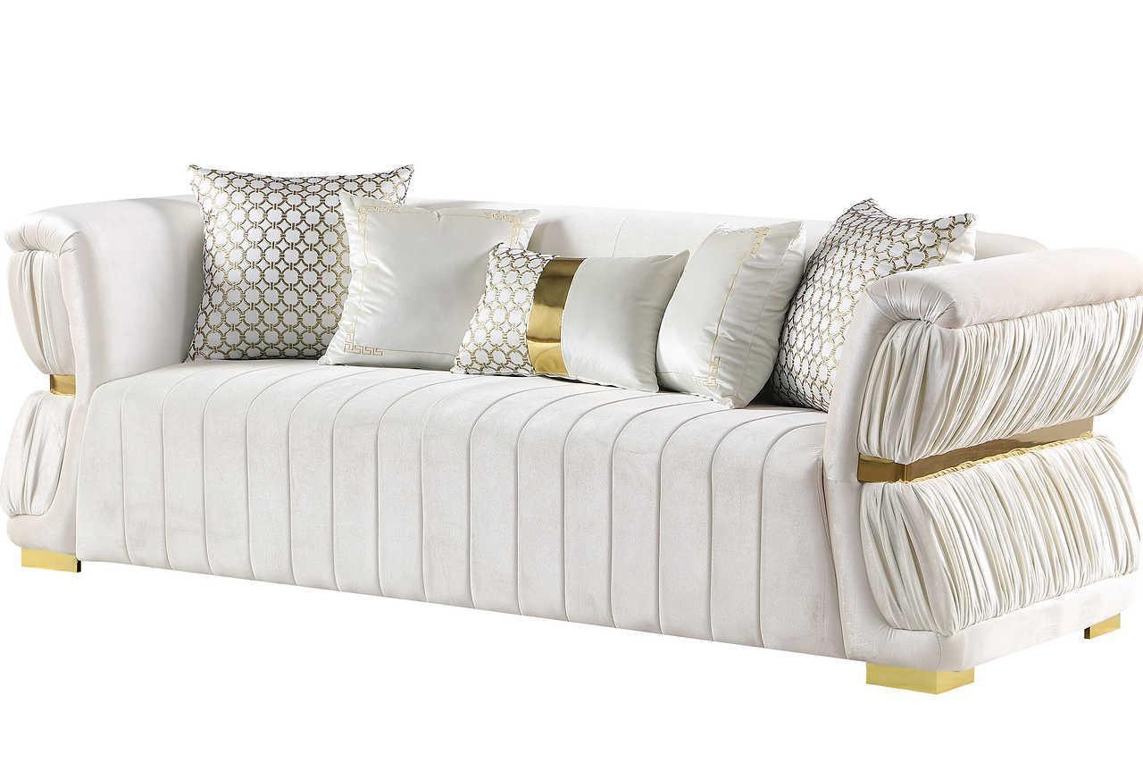 Anna White Velvet 2-Piece Living Room Set