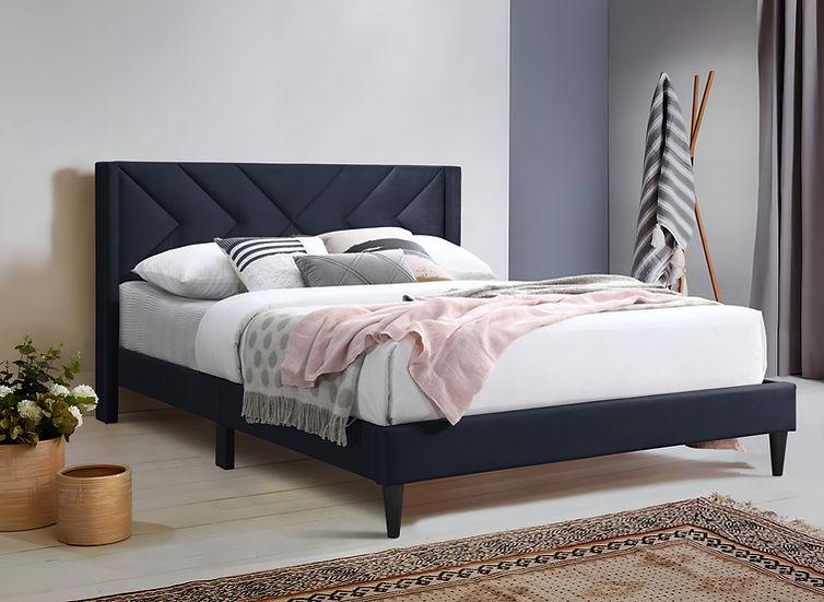 Dona Black Upholstered Panel Queen Bed