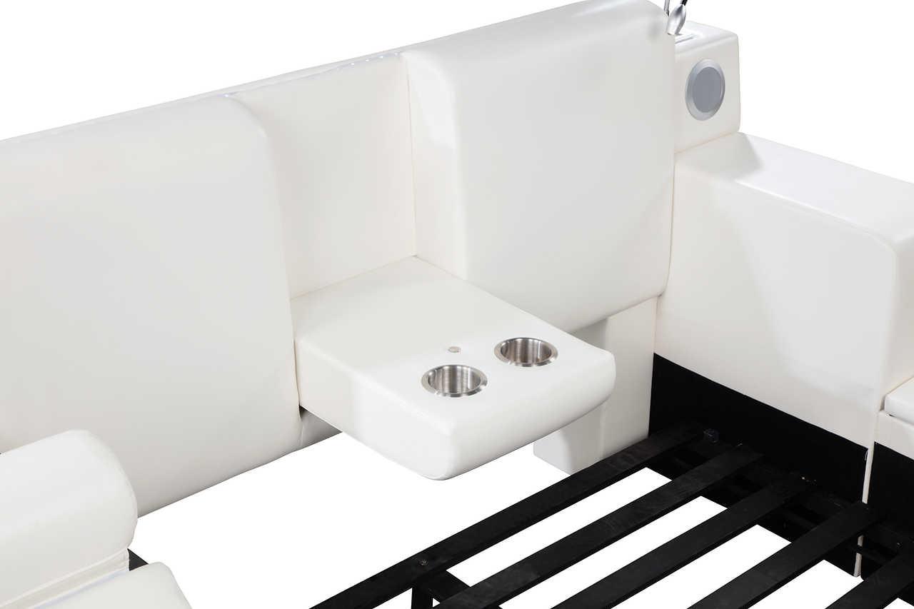 Apollo White Upholstered Storage LED Platform Queen Bed