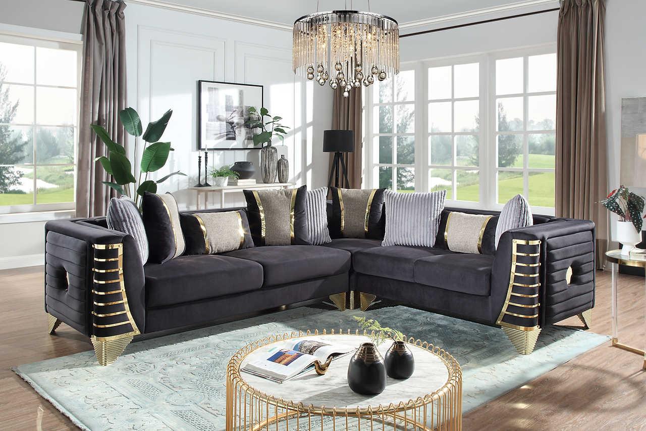 Donovan Black 3-Piece Sectional
