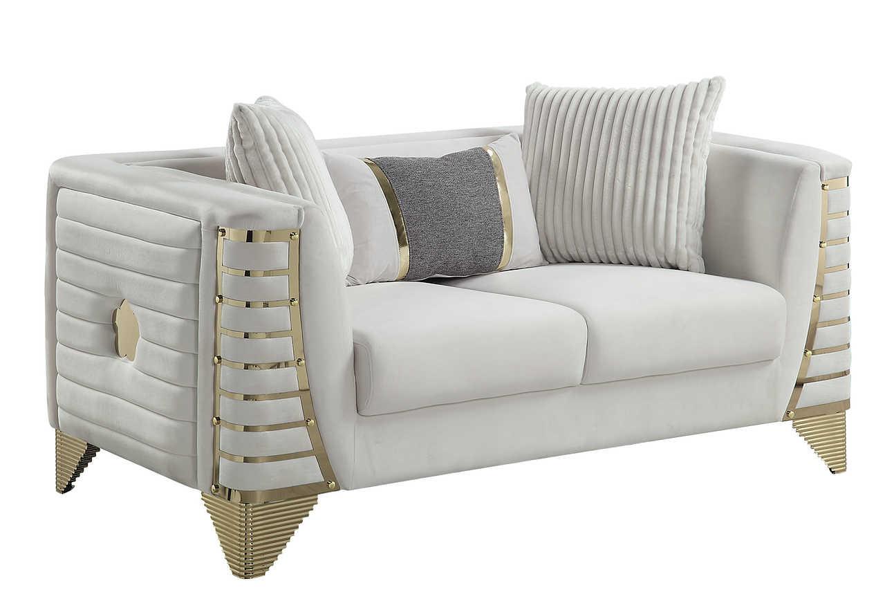 Donovan Cream Velvet Living Room Set