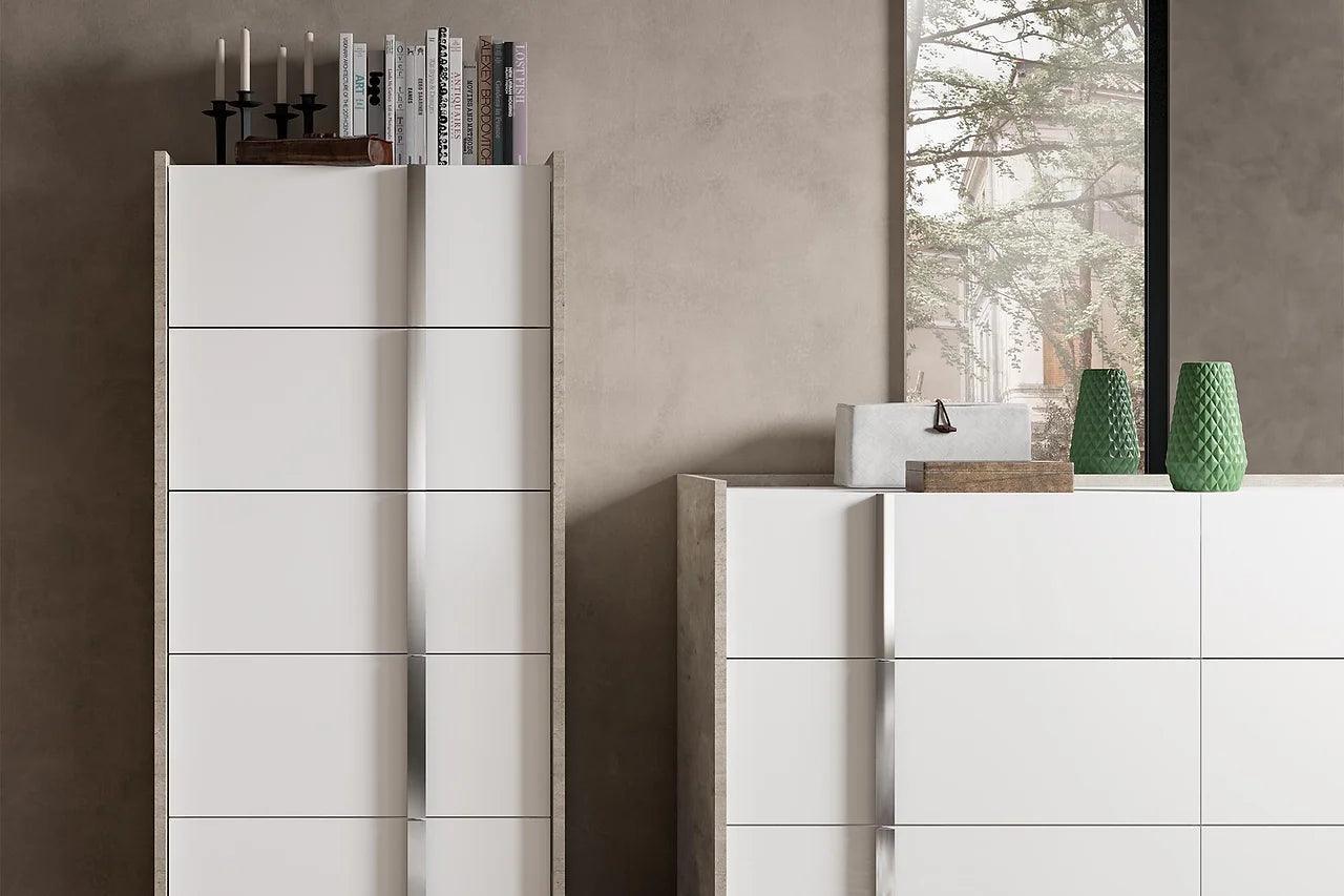 Treviso White Grey Stone Modern Contemporary Traditional Solid Wood Eco-Stone Bedroom Set - Ella Furniture