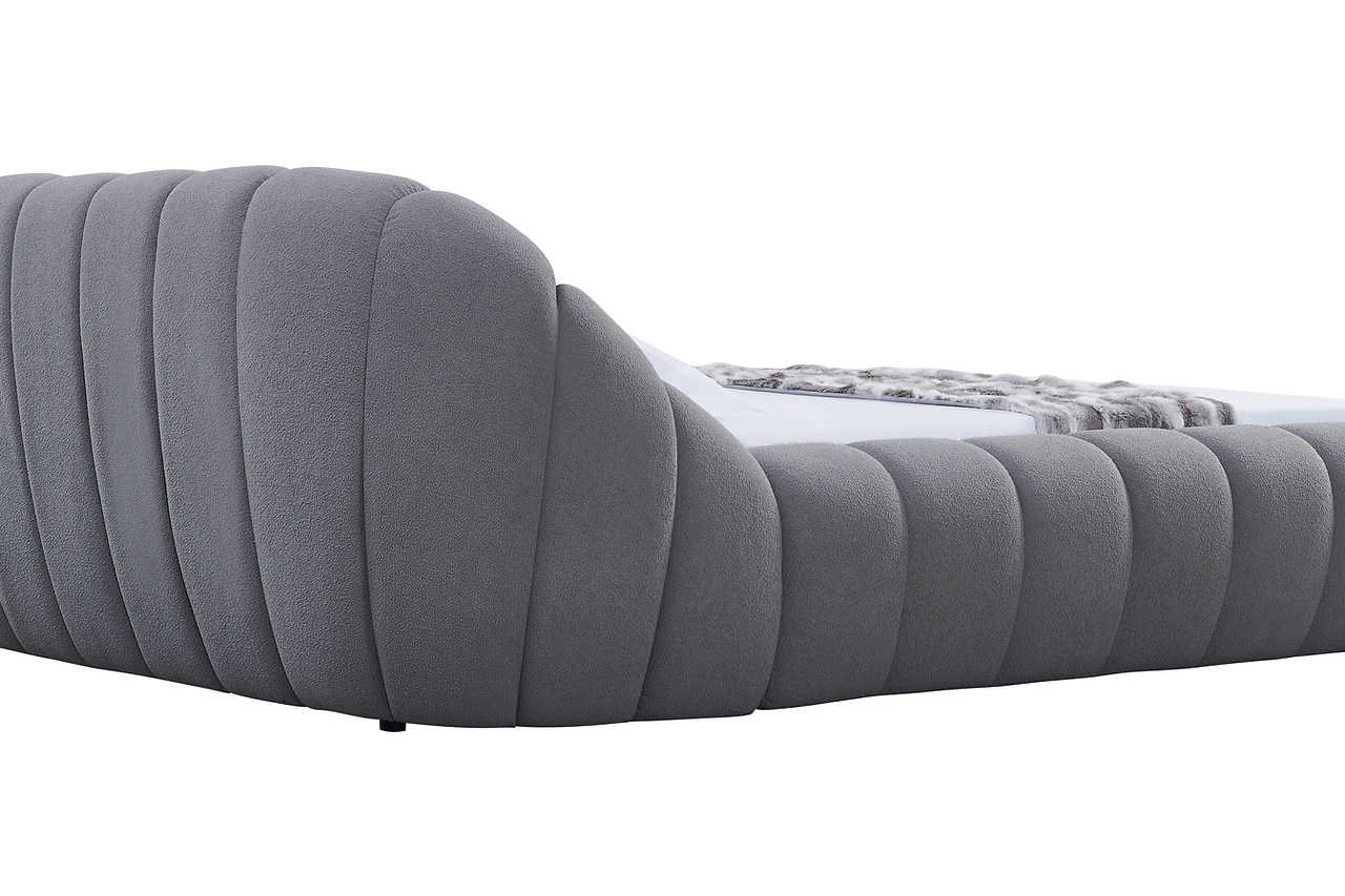Bubbles Gray Upholstered Platform King Bed