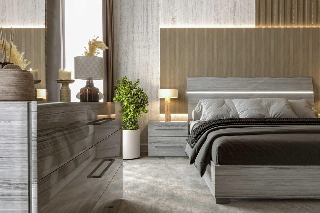 Mia Gray LED Italian Bedroom Set