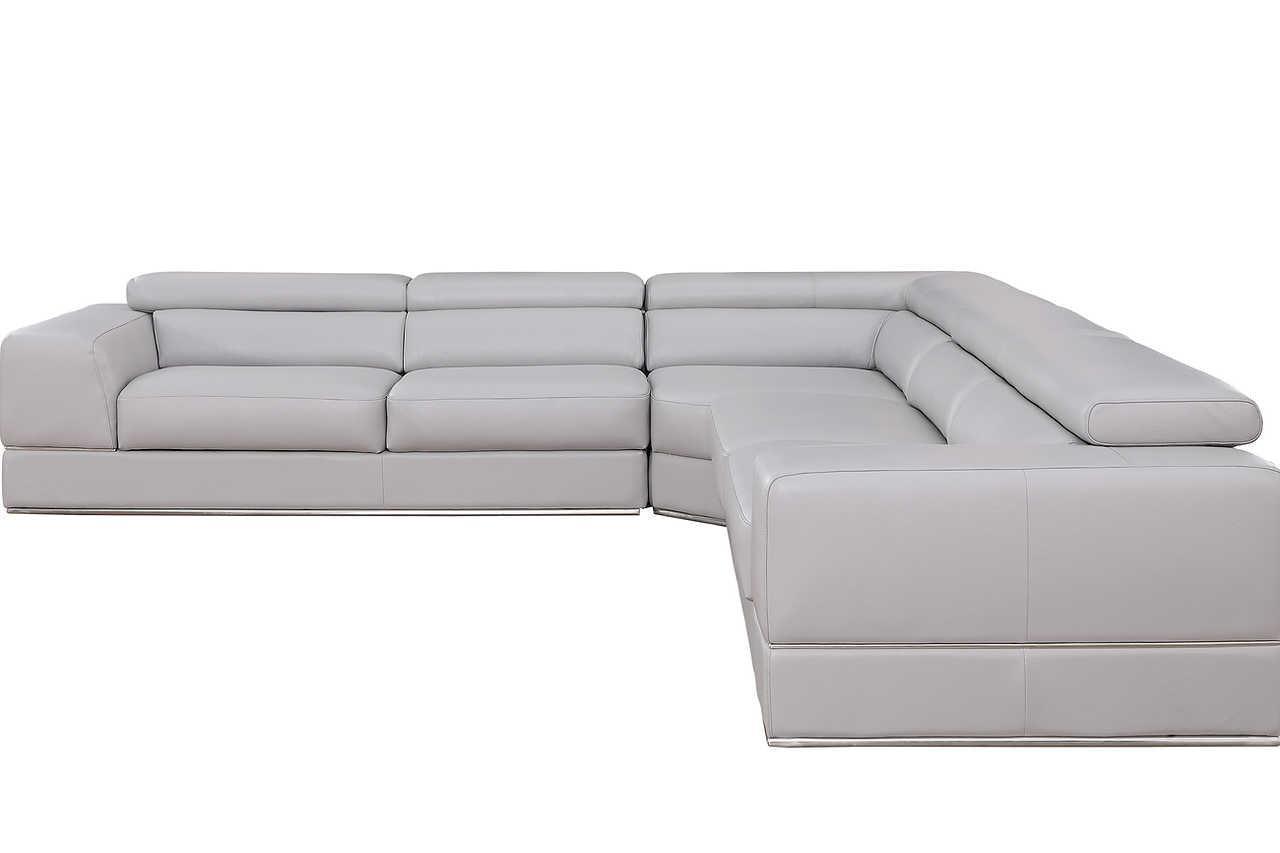 Pella Light Grey Leather Sectional
