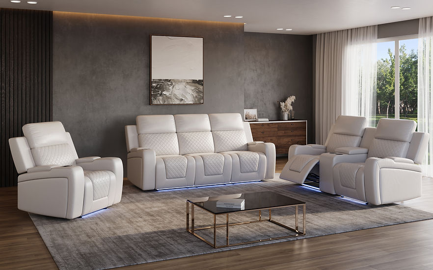 Bomer White 3-Piece Power Reclining Set