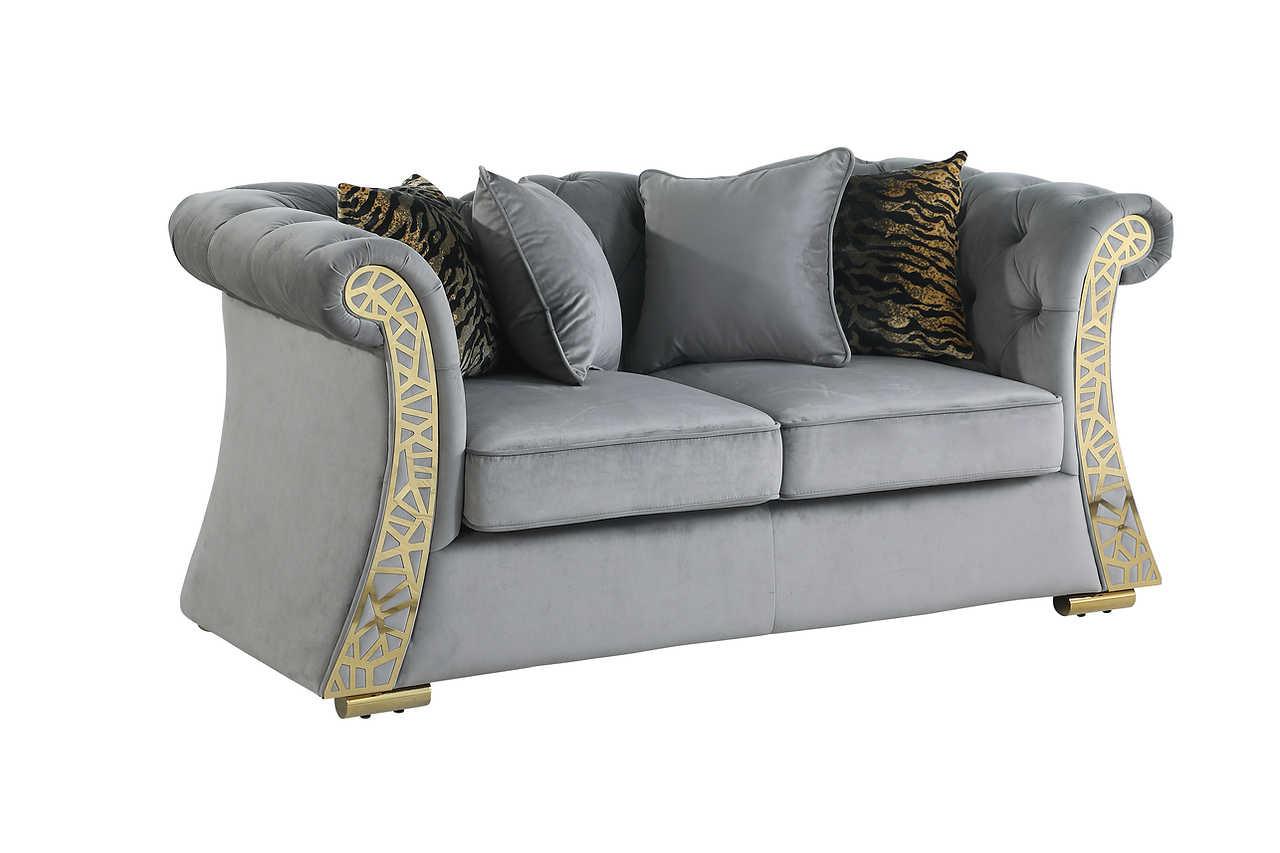 Curamo Grey Velvet Living Room Set