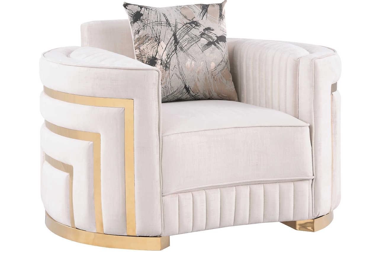 Minerva Cream Velvet Living Room Set