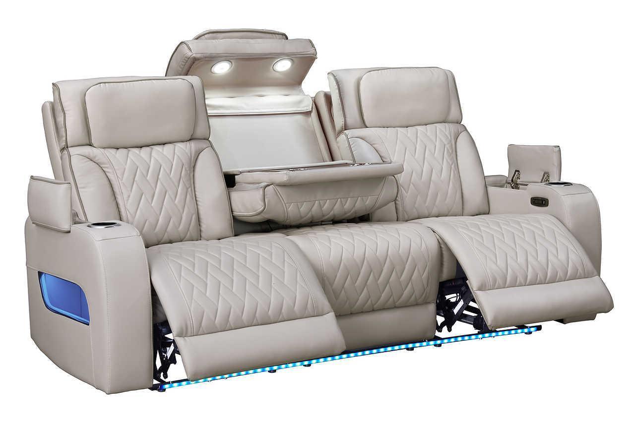Skyline Beige Leather Power Recliner